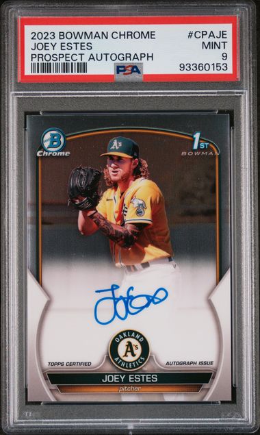 2023 BOWMAN CHROME JOEY ESTES CPA-JE PROSPECT AUTOGRAPH PSA MINT 9