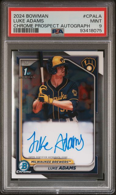 2024 BOWMAN CHROME PROSPECT AUTOGRAPHS LUKE ADAMS CPALA PSA MINT 9