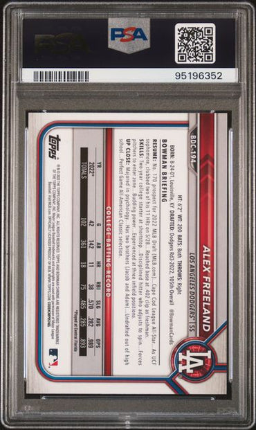 2022 BOWMAN DRAFT CHROME SAPPHIRE EDITION ALEX FREELAND   BDC194  AQUA PSA GEM MT 10  /20