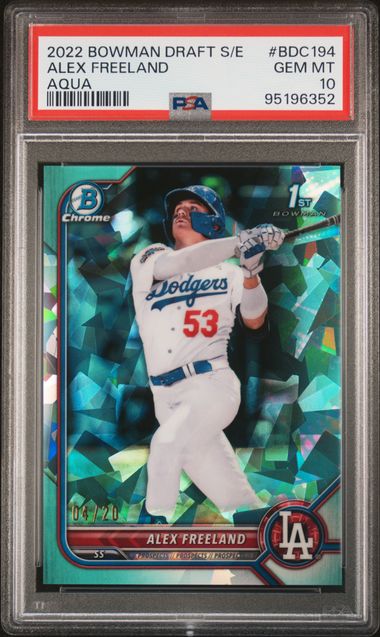 2022 BOWMAN DRAFT CHROME SAPPHIRE EDITION ALEX FREELAND   BDC194  AQUA PSA GEM MT 10  /20