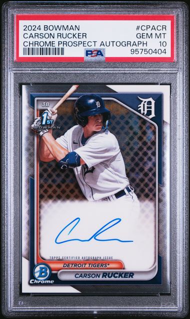 2024 BOWMAN CHROME PROSPECT AUTOGRAPHS CARSON RUCKER   CPACR   PSA GEM MT 10