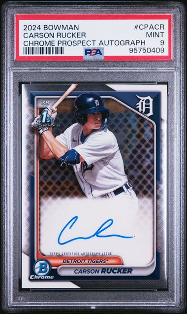 2024 BOWMAN CHROME PROSPECT AUTOGRAPHS CARSON RUCKER   CPACR   PSA MINT 9