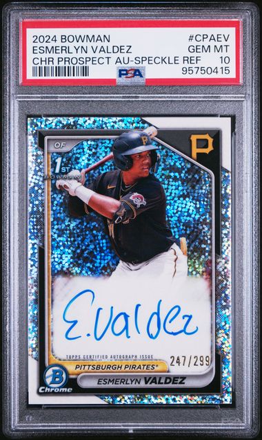 2024 BOWMAN CHROME PROSPECT AUTOS ESMERLYN VALDEZ CPAEV SPECKLE REF PSA 10 /299