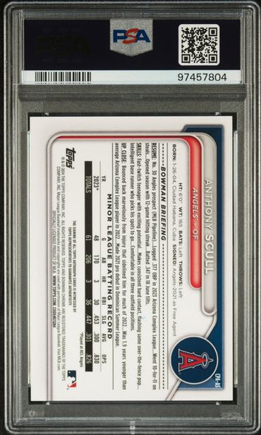 2024 BOWMAN CHROME PROSPECT AUTOGRAPHS ANTHONY SCULL CPAAS CHR PRSPCT AU-HTA RED WAVE PSA GEM MT 10