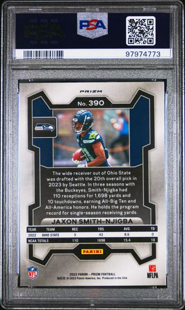 2023 PANINI PRIZM JAXON SMITH-NJIGBA   390  DISCO PRIZM PSA MINT 9