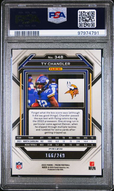 2022 PANINI PRIZM TY CHANDLER   348  ORANGE PRIZM PSA GEM MT 10  /249
