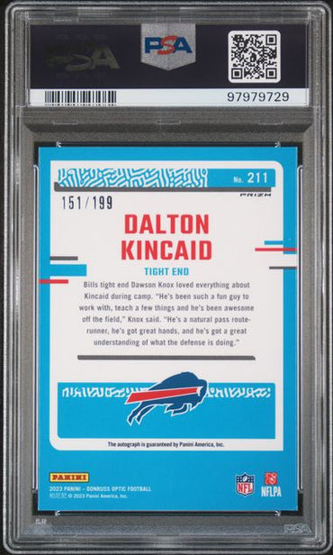 2023 PANINI DONRUSS OPTIC DALTON KINCAID   211  AUTOGRAPH PSA NM 7  /199