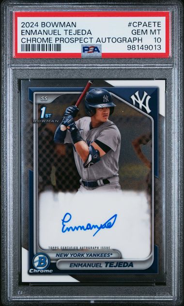 2024 BOWMAN CHROME PROSPECT AUTOGRAPHS ENMANUEL TEJEDA   CPAETE   PSA GEM MT 10