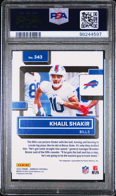 2022 PANINI DONRUSS KHALIL SHAKIR   343  AUTOGRAPH-BLUE PSA NM 7