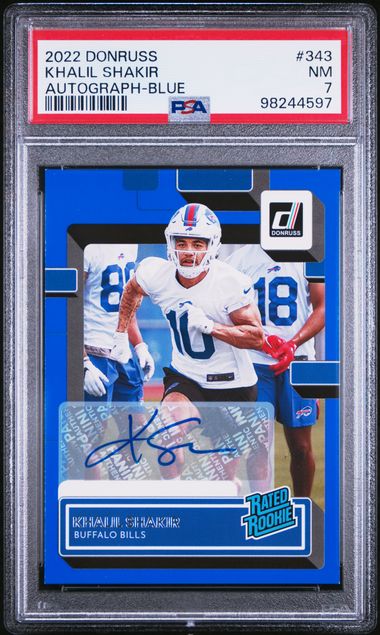 2022 PANINI DONRUSS KHALIL SHAKIR   343  AUTOGRAPH-BLUE PSA NM 7