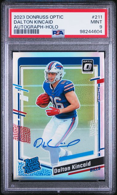 2023 PANINI DONRUSS OPTIC DALTON KINCAID   211  AUTOGRAPH-HOLO PSA MINT 9  /150