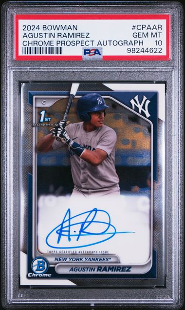 2024 BOWMAN CHROME PROSPECT AUTOGRAPHS AGUSTIN RAMIREZ   CPAAR   PSA GEM MT 10