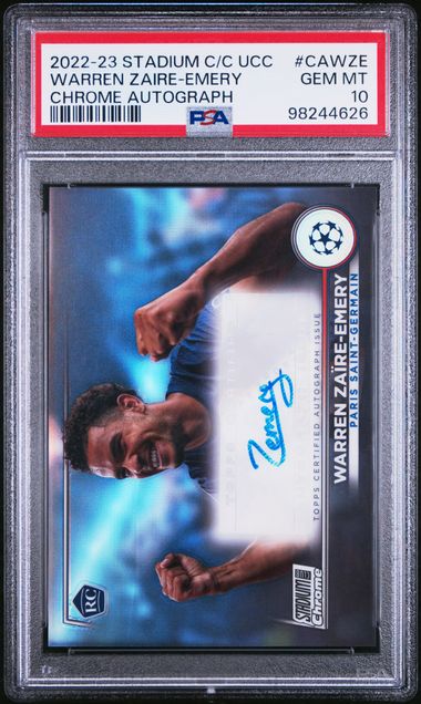 2022-23 TOPPS STADIUM CLUB CHROME UEFA CLUB COMPETITIONS CHROME AUTOGRAPHS WARREN ZAIRE-EMERY   CAWZE   PSA GEM MT 10