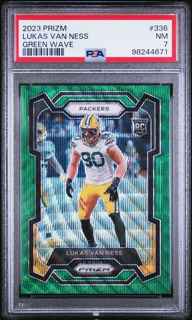 2023 PANINI PRIZM LUKAS VAN NESS   336  GREEN WAVE PSA NM 7