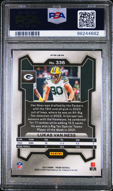 2023 PANINI PRIZM LUKAS VAN NESS   336  LAZER PRIZM PSA MINT 9