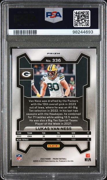 2023 PANINI PRIZM LUKAS VAN NESS   336  NEON GREEN PULSAR PSA GEM MT 10