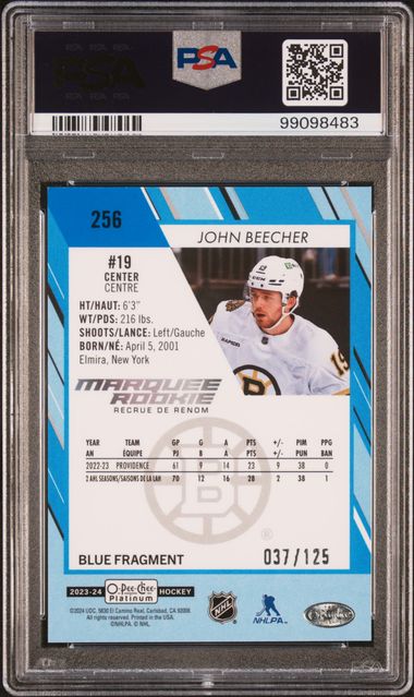 2023 O-PEE-CHEE PLATINUM JOHN BEECHER   256  BLUE FRAGMENTS PSA MINT 9  /125