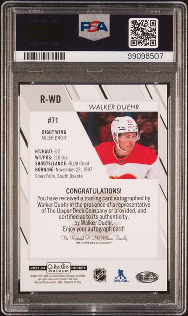 2023 O-PEE-CHEE PLATINUM ROOKIE AUTOGRAPHS WALKER DUEHR   RWD   PSA GEM MT 10