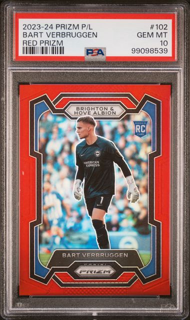 2023-24 PANINI PRIZM PREMIER LEAGUE BART VERBRUGGEN   102  RED PRIZM PSA GEM MT 10  /199
