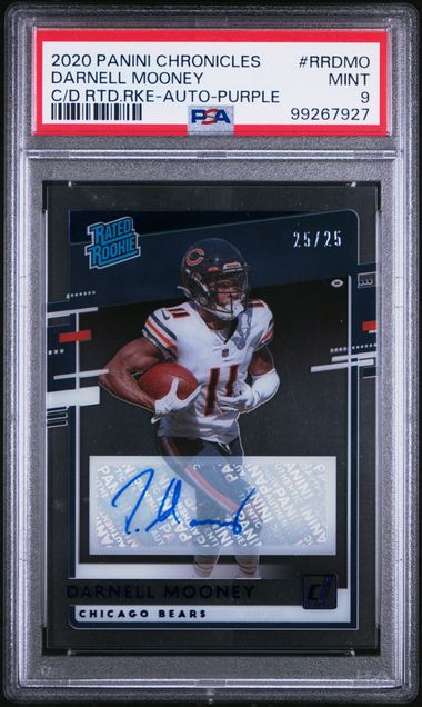 2020 PANINI CHRONICLES CLEARLY DONRUSS RATED ROOKIES DARNELL MOONEY   RRDMO  C/D RTD.RKE-AUTO-PURPLE PSA MINT 9  /25