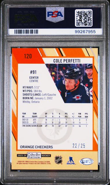 2023 O-PEE-CHEE PLATINUM COLE PERFETTI   120  ORANGE CHECKERS PSA MINT 9  /25