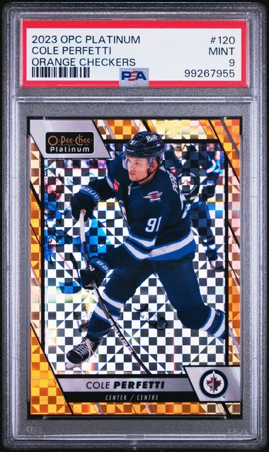 2023 O-PEE-CHEE PLATINUM COLE PERFETTI   120  ORANGE CHECKERS PSA MINT 9  /25