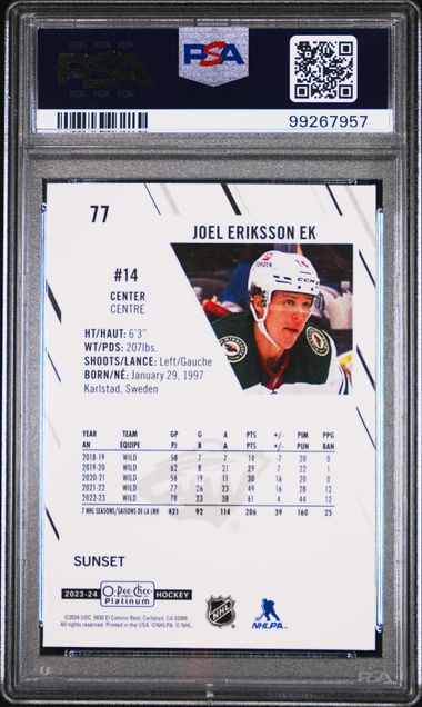 2023 O-PEE-CHEE PLATINUM JOEL ERIKSSON EK   77  SUNSET PSA MINT 9