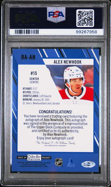 2023 O-PEE-CHEE PLATINUM BLUE RAINBOW AUTOGRAPHS ALEX NEWHOOK   BAAN   PSA MINT 9