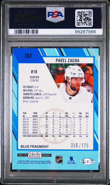 2023 O-PEE-CHEE PLATINUM PAVEL ZACHA   161  BLUE FRAGMENTS PSA GEM MT 10  /125