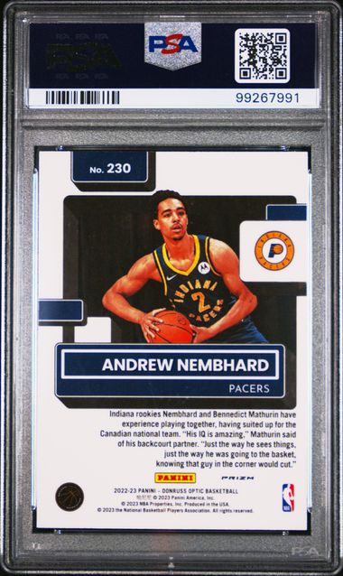 2022 PANINI DONRUSS OPTIC ANDREW NEMBHARD   230  RED WAVE PSA NM 7