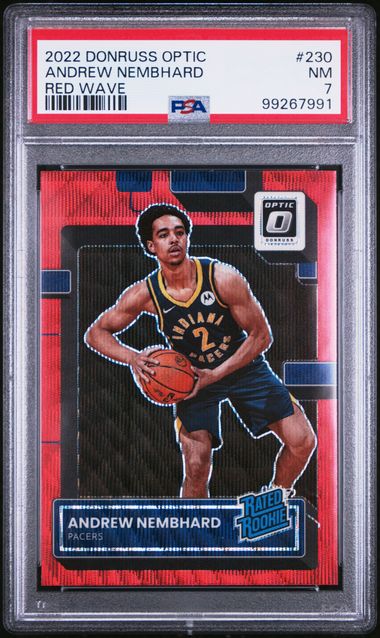 2022 PANINI DONRUSS OPTIC ANDREW NEMBHARD   230  RED WAVE PSA NM 7
