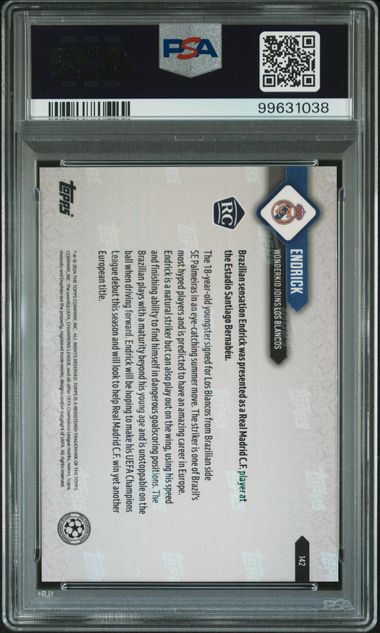 2023 TOPPS NOW UEFA CHAMPIONS LEAGUE ENDRICK   142  PURPLE PSA NM-MT 8  /99