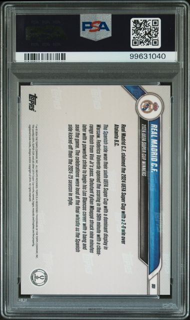 2024-25 TOPPS NOW UEFA CHAMPIONS LEAGUE REAL MADRID C.F.   1  GREEN PSA GEM MT 10  /99
