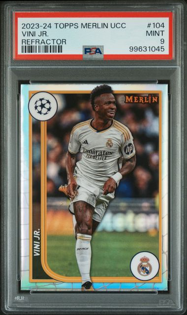 2023-24 TOPPS MERLIN UEFA CLUB COMPETITIONS VINI JR. 104 REFRACTOR PSA MINT 9