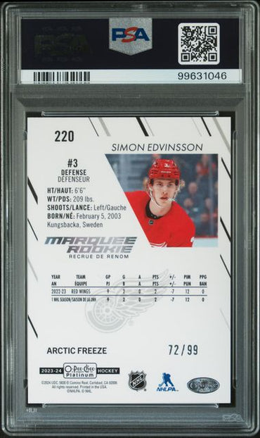 2023 O-PEE-CHEE PLATINUM SIMON EDVINSSON   220  ARCTIC FREEZE PSA MINT 9  /99