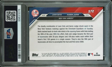 2024 TOPPS NOW JUAN SOTO/AARON JUDGE   572  ORANGE PSA GEM MT 10  /5