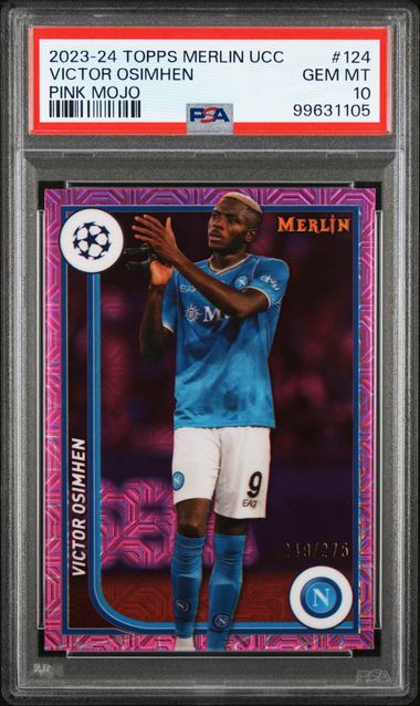 2023-24 TOPPS UEFA CLUB COMPETITIONS VICTOR OSIMHEN 124 PINK MOJO PSA 10 /275