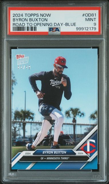 2024 TOPPS NOW ROAD TO OPENING DAY BYRON BUXTON   OD81  ROAD TO OPENING DAY-BLUE PSA MINT 9  /49