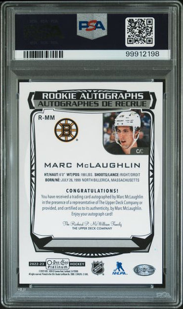 2023 O-PEE-CHEE PLATINUM UPDATE AUTOGRAPHS MARC McLAUGHLIN   RMM  UPD-'22 ROOKIE AUTOGRAPHS PSA MINT 9