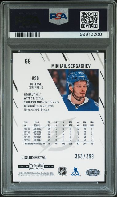 2023 O-PEE-CHEE PLATINUM MIKHAIL SERGACHEV   69  LIQUID METAL PSA MINT 9  /399