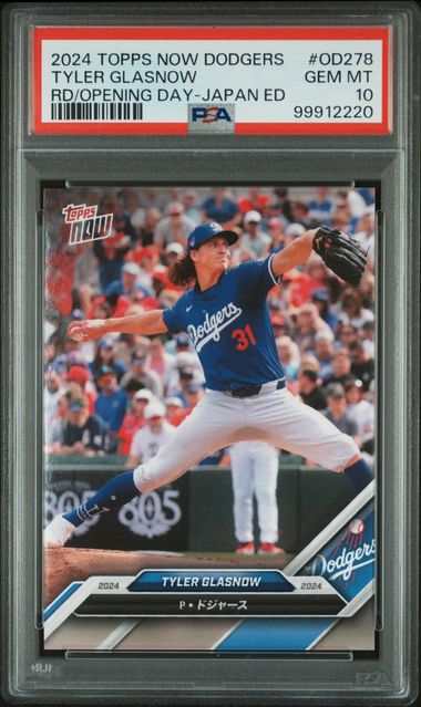 2024 TOPPS NOW LOS ANGELES DODGERS ROAD TO OPENING DAY JAPAN EDITION TYLER GLASNOW   OD278   PSA GEM MT 10