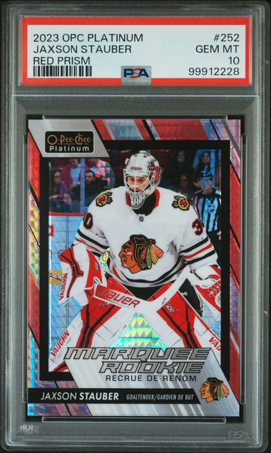 2023 O-PEE-CHEE PLATINUM JAXSON STAUBER   252  RED PRISM PSA GEM MT 10  /199