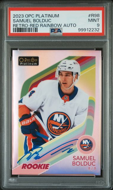 2023 O-PEE-CHEE PLATINUM RETRO SAMUEL BOLDUC R98  RETRO-RED RAINBOW AUTO PSA 9