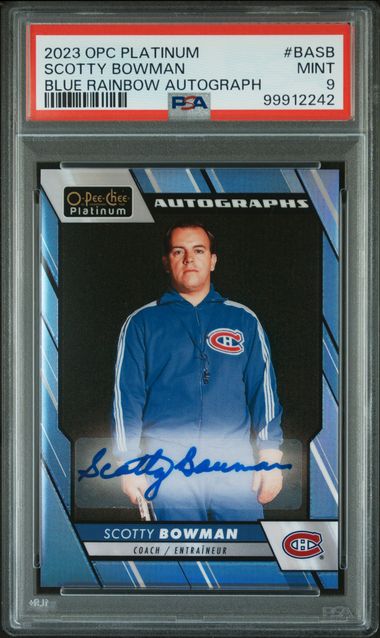2023 O-PEE-CHEE PLATINUM BLUE RAINBOW AUTOGRAPHS SCOTTY BOWMAN   BASB   PSA MINT 9