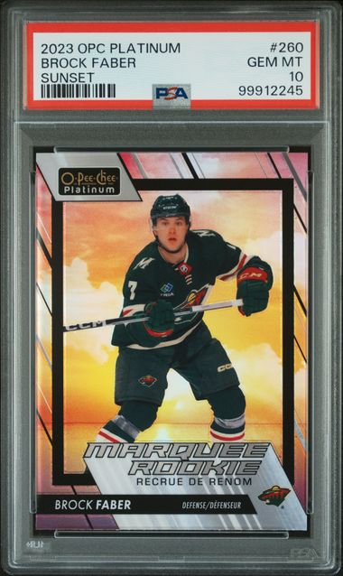 2023 O-PEE-CHEE PLATINUM BROCK FABER   260  SUNSET PSA GEM MT 10