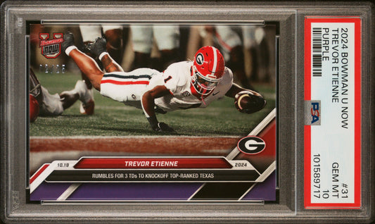 2024 BOWMAN U NOW TREVOR ETIENNE   31  PURPLE PSA GEM MT 10  /25