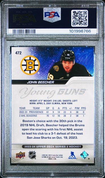 2023 UPPER DECK JOHN BEECHER   472  SPECKLED RAINBOW FOIL PSA MINT 9