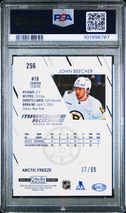 2023 O-PEE-CHEE PLATINUM JOHN BEECHER   256  ARCTIC FREEZE PSA MINT 9  /99