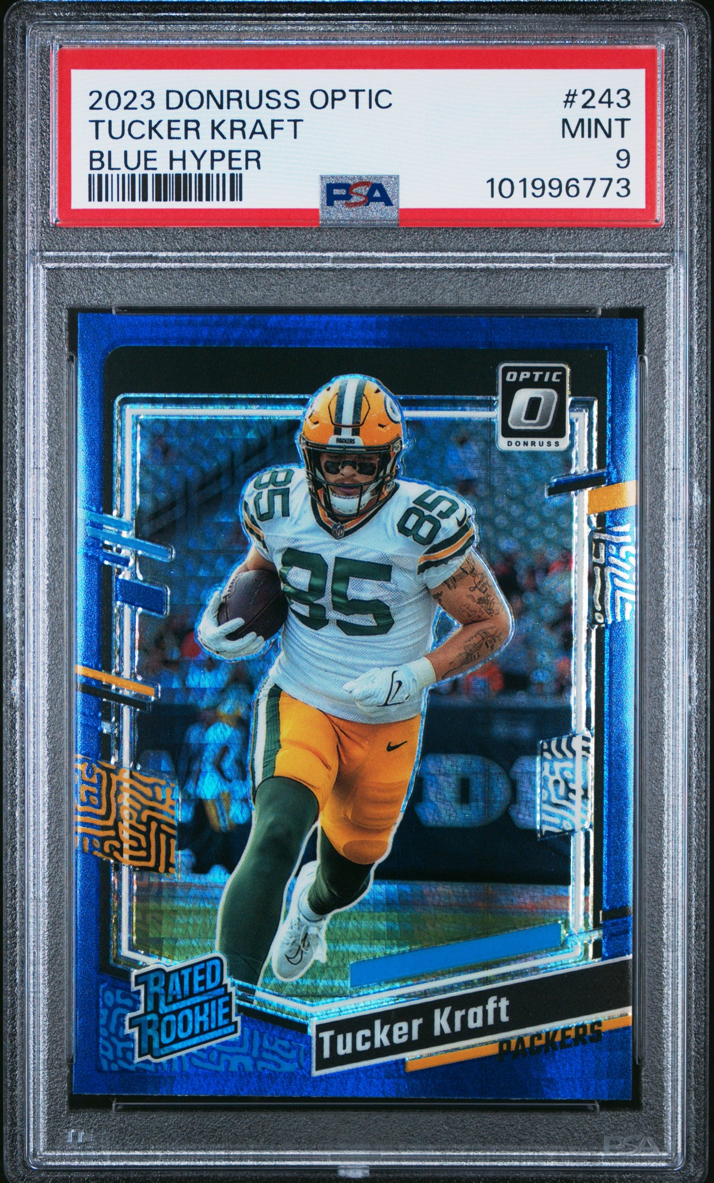 2023 PANINI DONRUSS OPTIC TUCKER KRAFT   243  BLUE HYPER PSA MINT 9