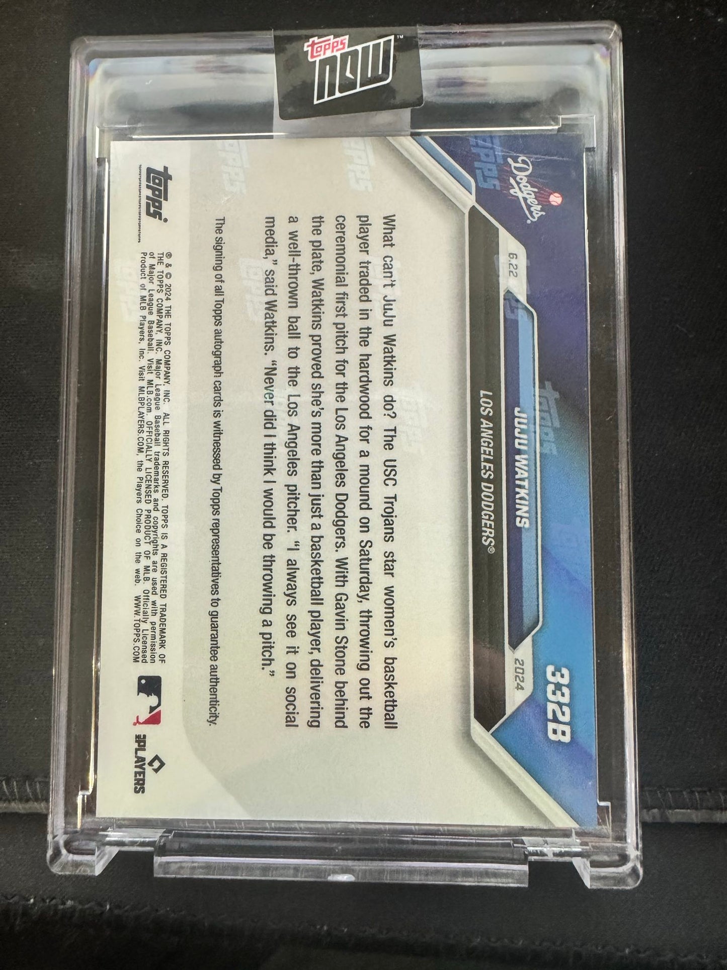 2024 Topps Now JuJu Watkins 332B AUTO /49